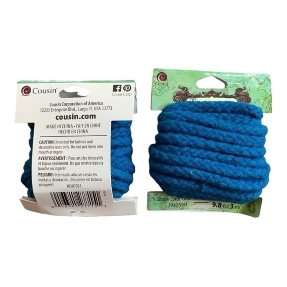 Cousin Tropicali Macrame Cord Cotton Rope Braided Dark Blue 2 Pack NWT Crafts